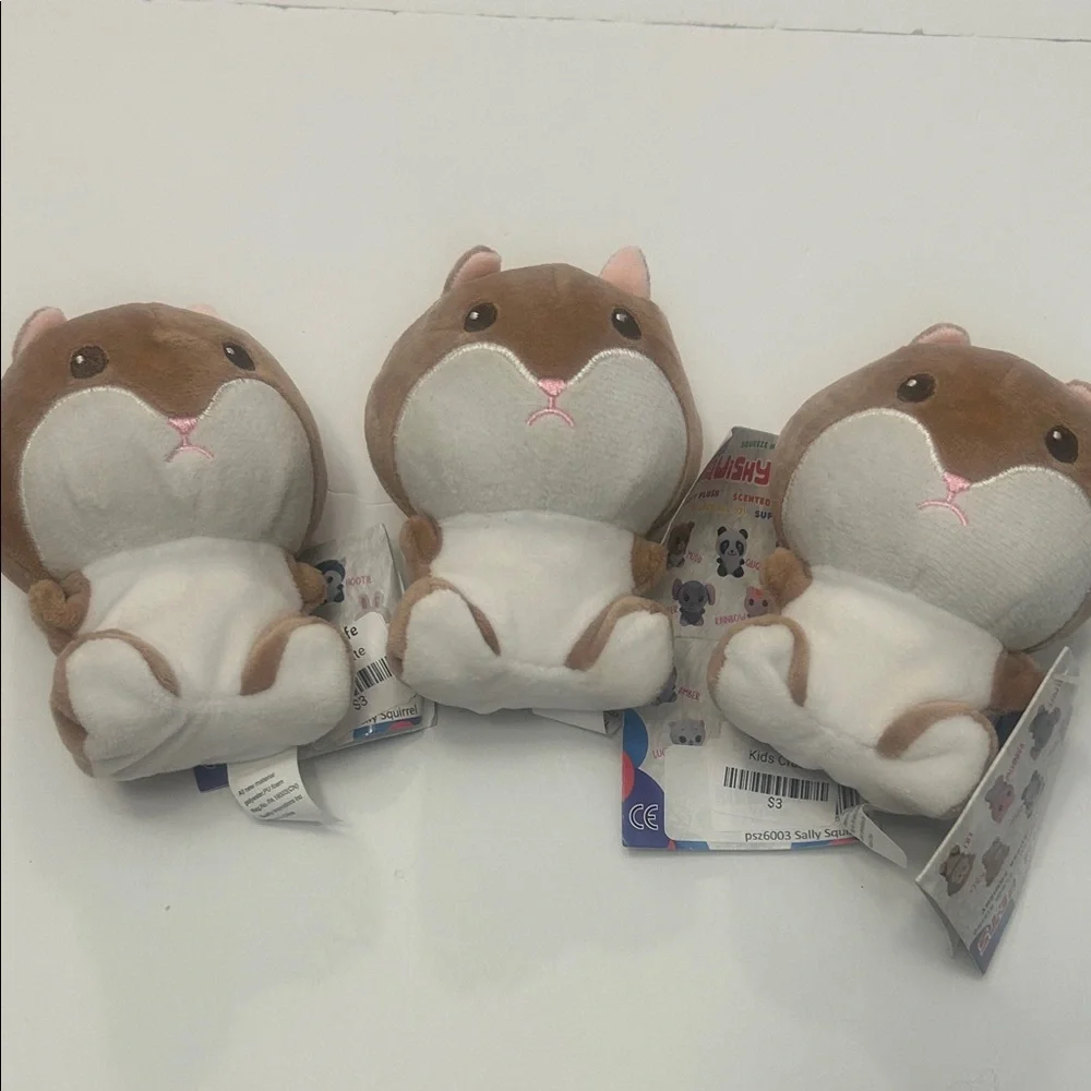 Cuddly Plush Hamster Toy - Brown and White SET of 3 NWT